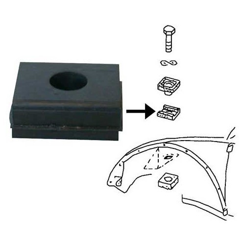 Guarnizioni inferiori tra avantreno e scocca per Volkswagen Cox 1200 / 1300 61-> - 2 pezzi - VA15911