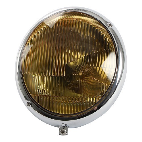  Faro cromato completo in vetro giallo per Volkswagen Cox ->67 - VA17016 