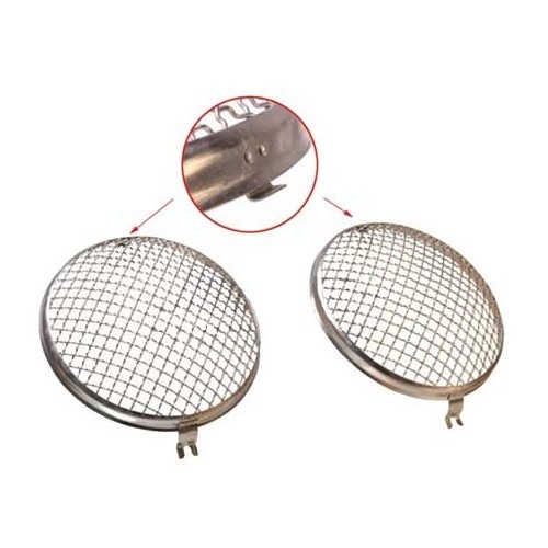  Grilles de phares INOX pour Volkswagen Coccinelle & Combi ->67 - 2 pièces - VA17510 