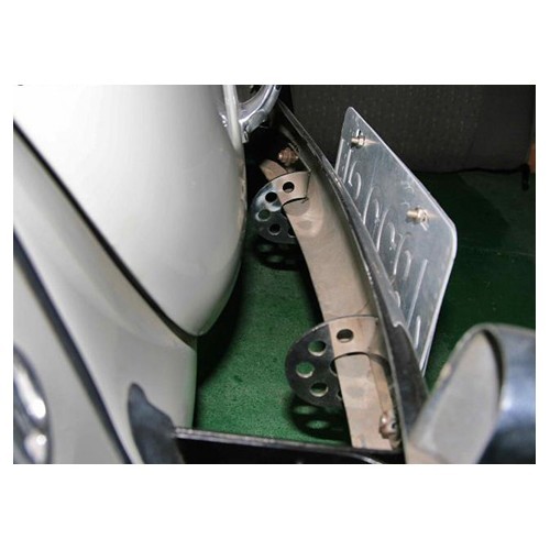 Stainless steel, front bumper-mounted licence plate holder for Volkswagen Beetle -> 67 Vintage Speed - Racing - VA20106