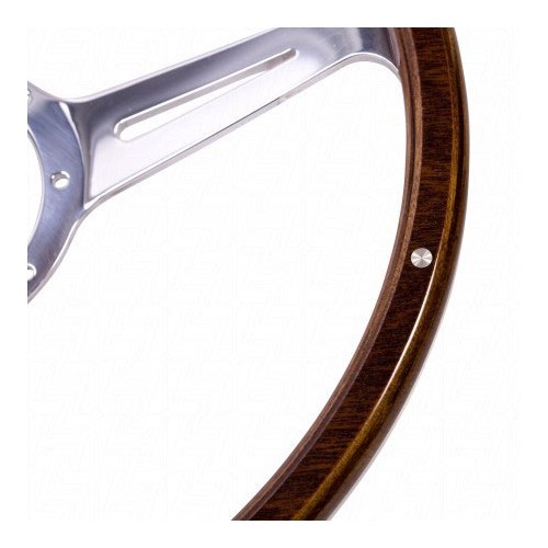 SSP wood rim steering wheel, diameter 15" - mahogany, 9 rivets, 3 slots - VB00324