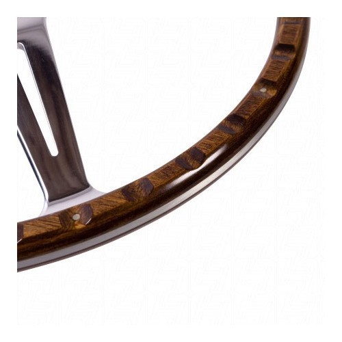 SSP wood rim steering wheel, diameter 15" - mahogany, 9 rivets, 3 slots - VB00324