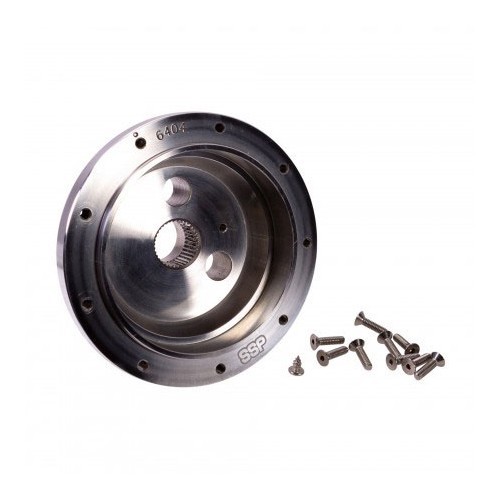 Polished aluminium hub for SSP steering wheel, 9 screws for Combi Bay Window 69 ->74 - VB00360