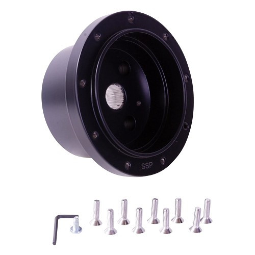 Black Alu hub for SSP 9 bolt steering wheel for VOLKSWAGEN Combi Bay Window (08/1974-07/1979) - VB00362