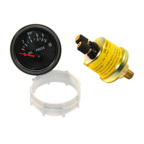 Manómetro + Sensor de presión Aceite 0 - 10 Bar Negro - VB09500
