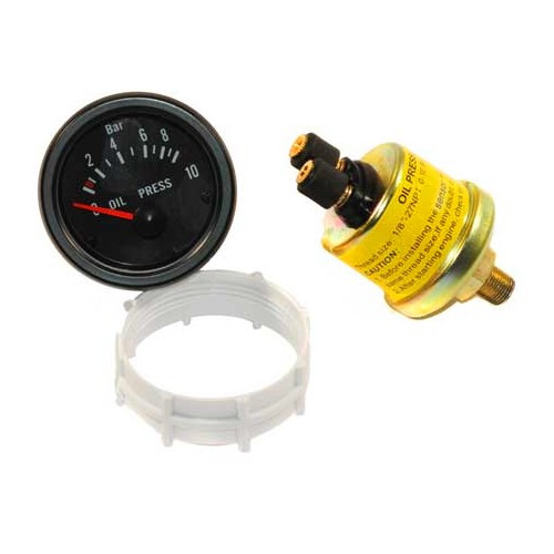 Pressure gauge + Oil pressure sensor, 0 - 10 bar, black - VB09500