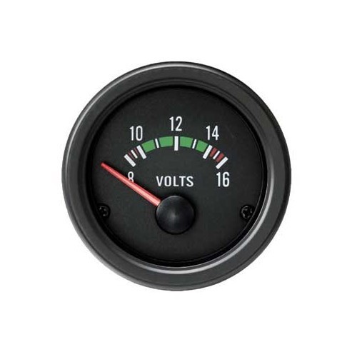  Zifferblatt Voltmeter schwarz 8 bis 16 Volt Durchmesser 52 mm - VB09700 