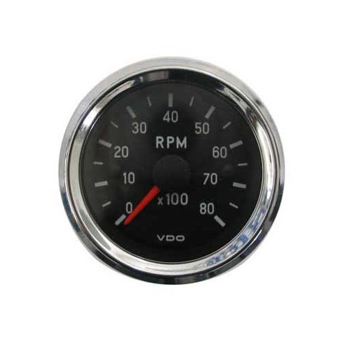  VDO 52 mm rev counter, Black/Chrome, 8000 rpm - VB10104 