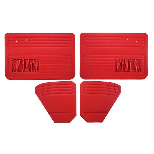  Set of 4 TMI medium red smooth vinyl door panels for Volkswagen Beetle Sedan (12/1947-07/1955) - VB10127 