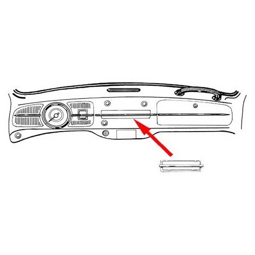 Cache autoradio tôle avec baguette chromée pour Volkswagen Coccinelle de 58 à 67 - VB13712