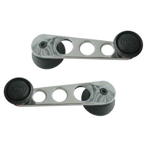 Chrome window cranks with black knob - set of 2