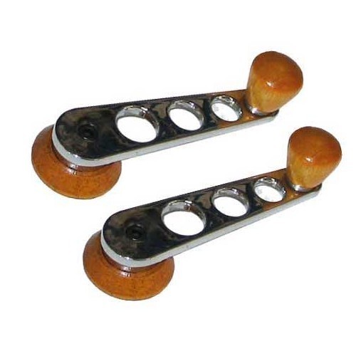  Chrome window cranks with wooden knob - set of 2 - VB20302 