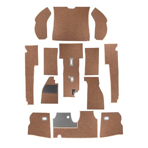  Kit moquette Luxe Marron contour tissus Beige B/G per Volkswagen Maggiolino Berlina 60 -&gt;61 - VB256061BG 