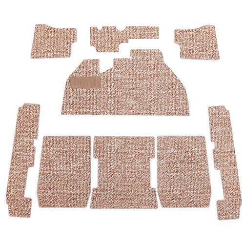  Moquettes beige pour Volkswagen Coccinelle 1200 / 1300 Berline (08/1972-), avec reposes pieds - VB26004 