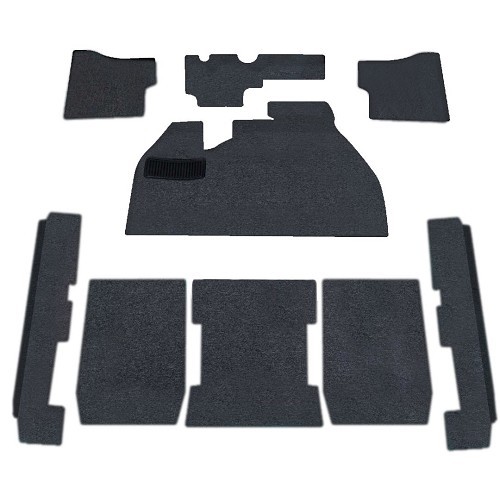  Black carpets for Volkswagen Beetle 1200 / 1300 Sedan (08/1972-), with footrest - VB26004UN 