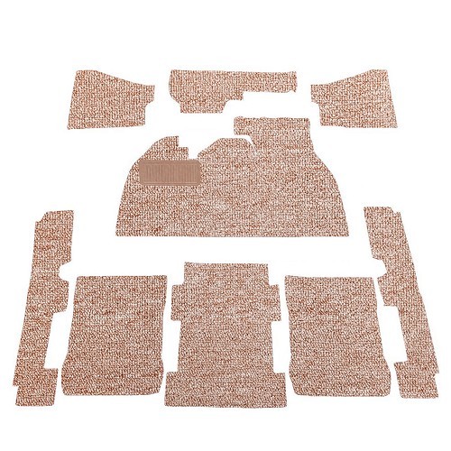  Moquette beige pour Volkswagen Coccinelle 1303 Berline (08/1972-07/1975), avec repose pieds - VB26006 