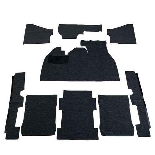  Black carpets for Volkswagen Beetle 1303 Sedan (08/1972-07/1975), with footrests - VB26008UN 