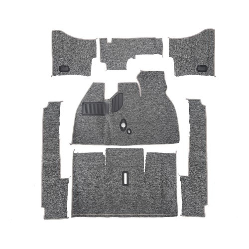  Charcoal gray" carpets for VOLKSWAGEN Beetle Sedan (08/1957-07/1961), with footrests - VB26032 