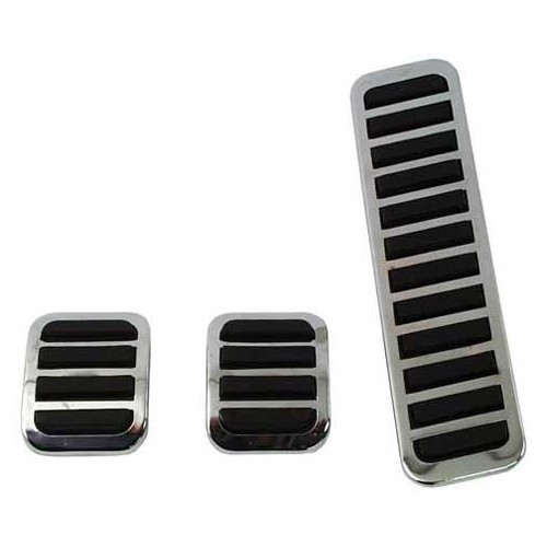 Anti-slip rubber and chrome pedal covers for Volkswagen Beetle - 3 pieces