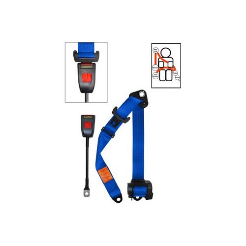  Cinto de segurança universal SECURON para a frente, modelo de 4 pontos e retractor - Azul - VB38092 