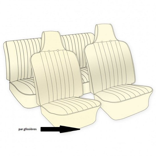  Housses de sièges TMI en vinyle lisse pour Volkswagen Coccinelle Berline 70 ->72 (USA) - NOIR - VB43111 
