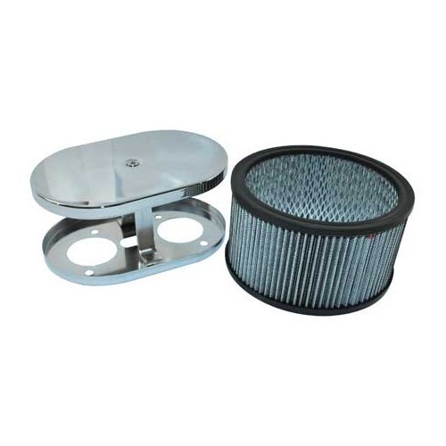 Filtro de ar oval cromado para carburador Weber IDF e Dellorto - VC42806