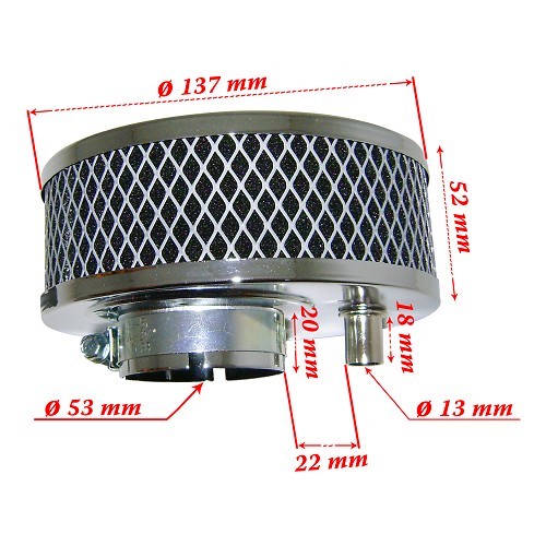 Chrome air filter "camembert" on Solex carburetor to Beetle & Kombi - VC45004