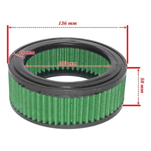  Filtro de ar cromado Performances "GREEN" no carburador Solex para Volkswagen Carocha  - VC45202-4 