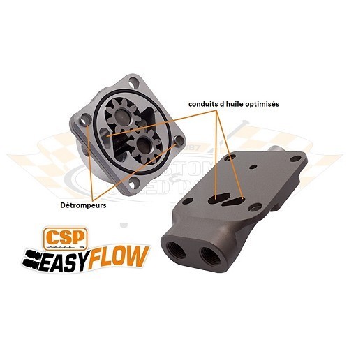  CSP "EasyFlow 26mm" High-Flow Ölpumpe Einlass / Auslass mit Überdruckventil für T1 Motor -&gt;71 mit AAC 3 Nieten - VC50213-2 