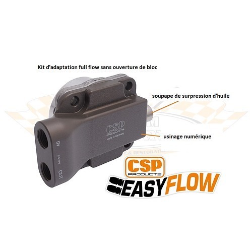 CSP "EasyFlow 30mm" heavy duty oil pump intake/outlet with pressure relief valve for T1 ->71 engine with AAC 3 Rivets - VC50214