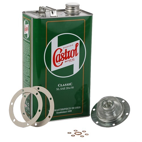  Kit de cambio de aceite 5L Castrol bolsa de juntas colador de aceite para VOLKSWAGEN motor Tipo 1 Beetle Combi - VC52513 