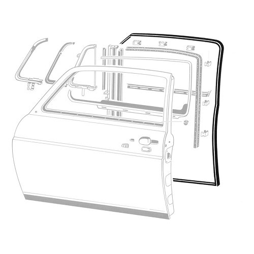 Deurrubber linksvoor voor Volkswagen Type 3 (04/1961 -08/1974) - Duitse kwaliteit - VD30000