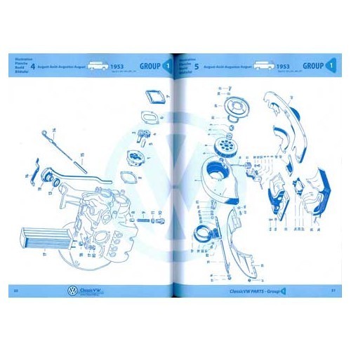 Classic VW Parts exploded view Group 1 (49 ->73) - Engine - part 1 - VF02801