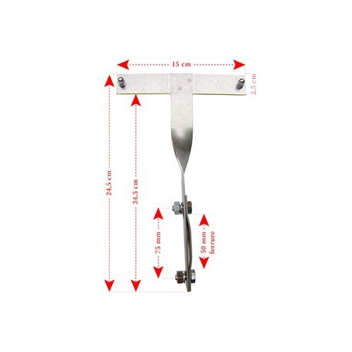 Support inox de plaque "F" pour Volkswagen Coccinelle 1300 ->67 / 1200 ->73" - VF1900