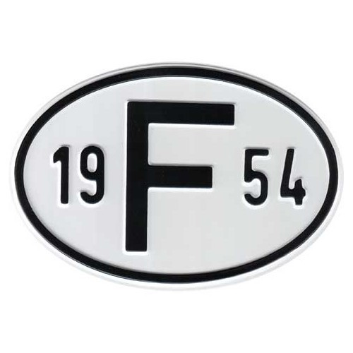  Landplaat "F" van metaal met jaar 1954 - VF1954 