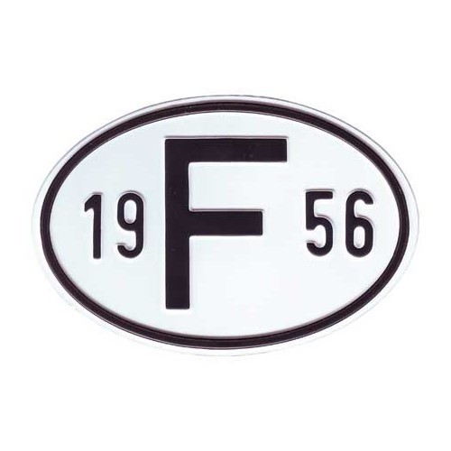     
                
                
    Targa Paese "F" in metallo con anno 1956 - VF1956
