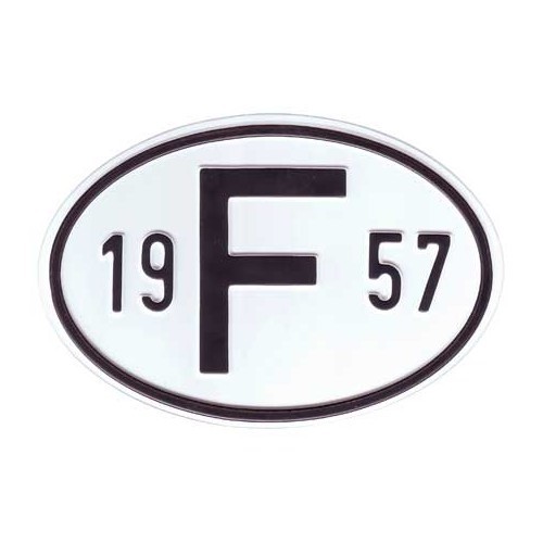  Landplaat "F" van metaal met jaar 1957 - VF1957 