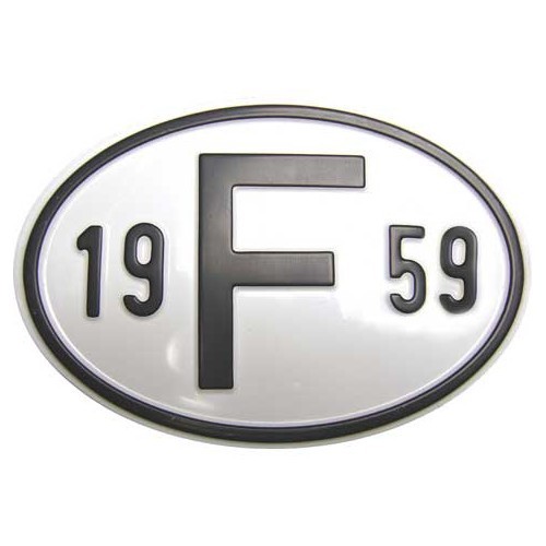  Landplaat "F" van metaal met jaar 1959 - VF1959 