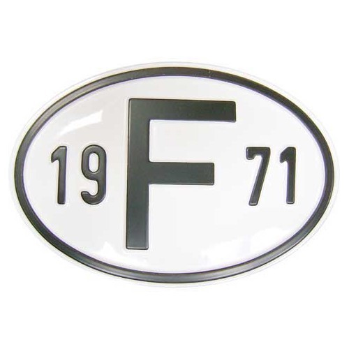     
                
                
    Länderschild "F" aus Metall mit der Jahreszahl 1971 - VF1971
