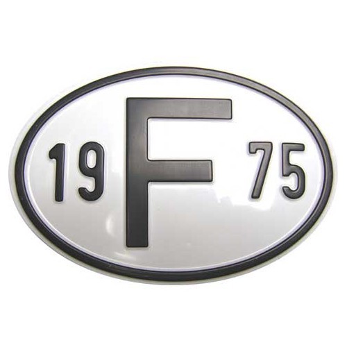     
                
                
    Plaque pays "F" en métal avec année 1975 - VF1975
