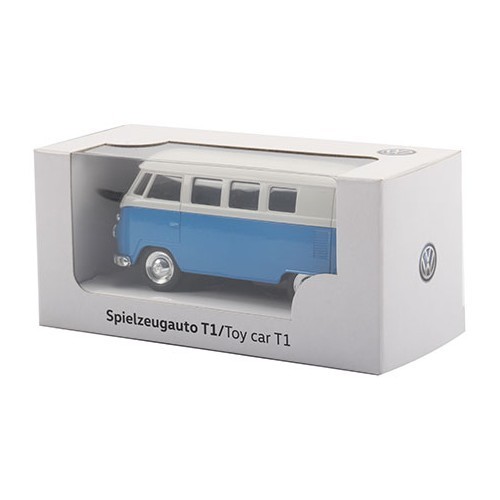 Miniature blue Split Screen Camper metal friction car - VF60002