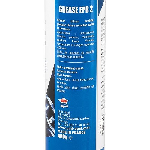 Graisse lithium multifonctionnelle extrême pression UNIL OPAL EPR 2 - cartouche - 400g - VH27310