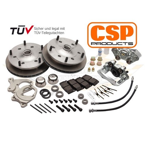  Kit de travões dianteiros de discos ventilados 5 x 205 "CSP" para mangas de eixo desalinhadas CB para Volkswagen Carocha e Karmann 66-> - VH29610K 