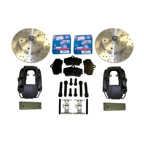  Front brake kit with KERSCHER 5x130 bored ventilated discs + Porsche callipers for Volkswagen Beetle 68-> - VH30220 