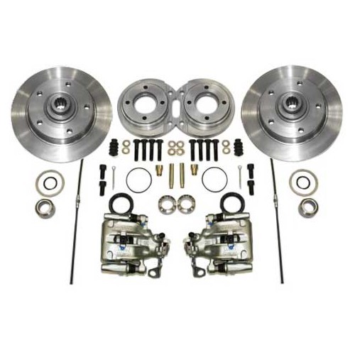 Rear brake kit with KERSCHER discs, with Porsche 5 x 130 bore for Volkswagen Beetle with trumpets