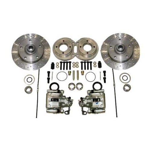 Kit freni posteriori a dischi forati e scanalati KERSCHER 5 x 130 per Volkswagen Cox a trombette