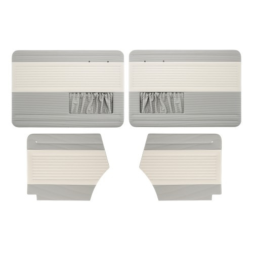  Paneles de puerta TMI "Authentic" en vinilo bicolor, colores ext gris 16 int beige 15 para Volkswagen Beetle Convertible (08/1955-07/1964) - VK10155 