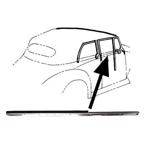 Right-hand front exterior weatherstrip for Volkswagen Beetle Cabriolet 08/1965-> - VK114002
