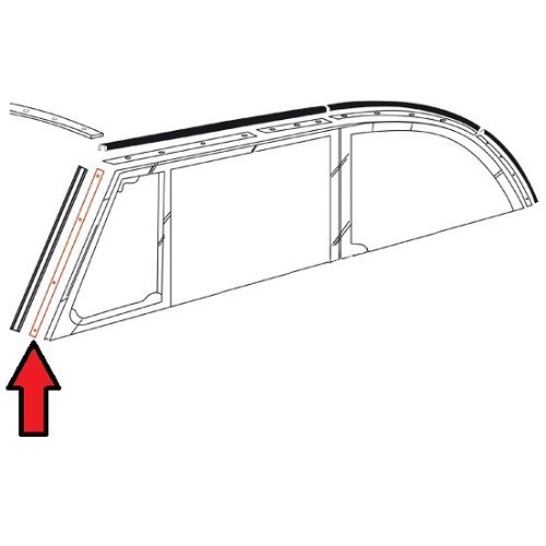  Lattes + vis de capotage avant pour Volkswagen Coccinelle 1303 Cabriolet 73 ->80 - VK12514 