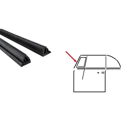  Joints entre pare-brise et portes pour Volkswagen Coccinelle Cabriolet 65 ->80 - VK12702 